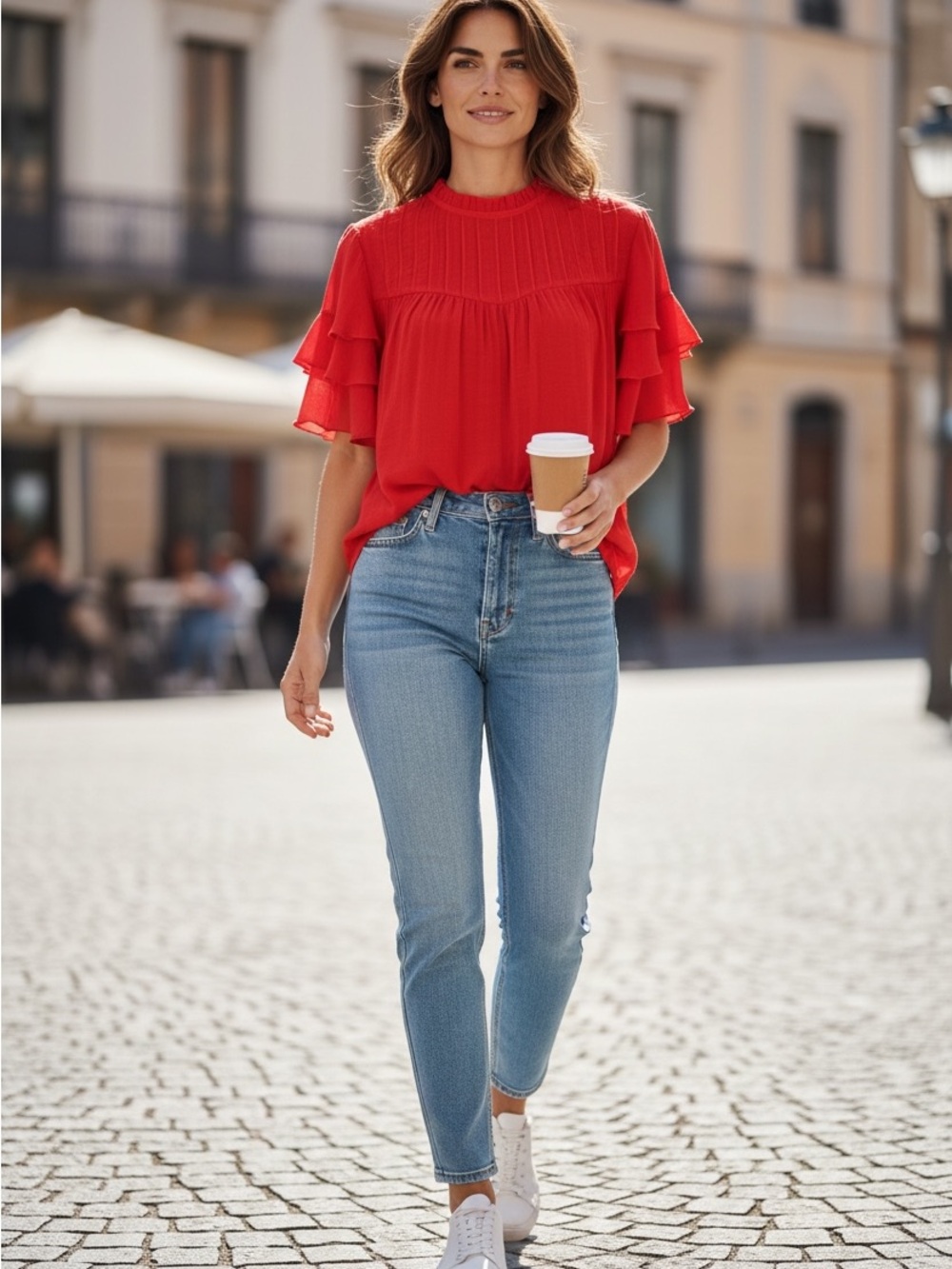 Nanette Lepore ruffle sleeve pleated top XL